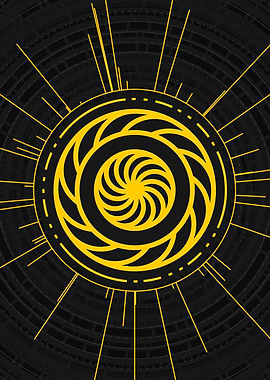 Gold Geometric Glyph Sign