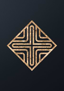 Gold Geometric Glyph Sign
