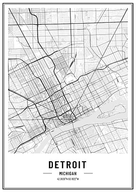 Detroit USA map