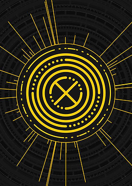 Gold Geometric Glyph Sign