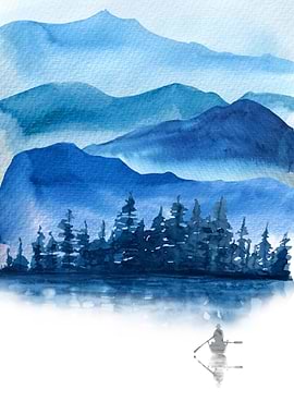 Blue Mountains at lake