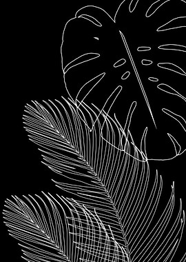 Monstera Leaves Line Art 4