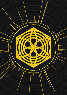 Gold Geometric Glyph Sign