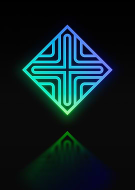 Neon Geometric Glyph Sign