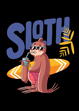 Surfing Surfer Sloth Sloth