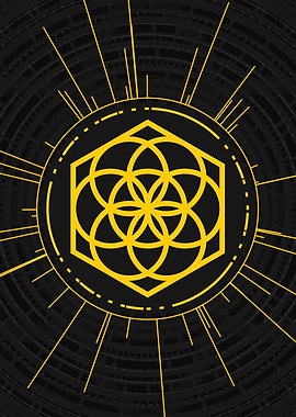 Gold Geometric Glyph Sign