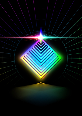Neon Geometric Glyph Sign