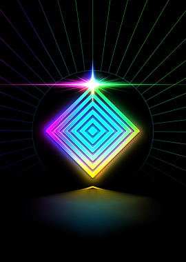 Neon Geometric Glyph Sign