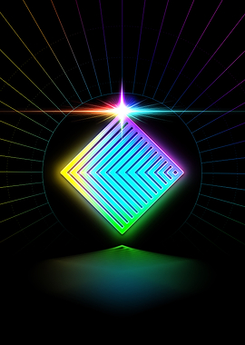 Neon Geometric Glyph Sign