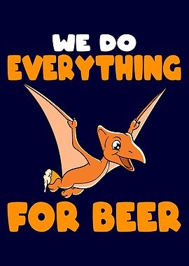 Dino With Beer Flying Dino