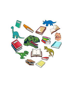 Heart Dinosaur Books Lover
