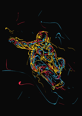 Abstract skateboarder