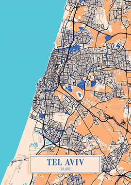 Tel Aviv City Map Israel