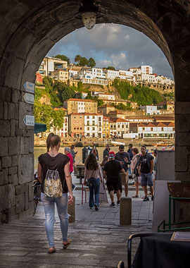 Girl on the stone arch