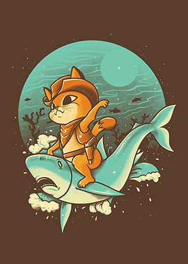 cats ride Shark Rodeo