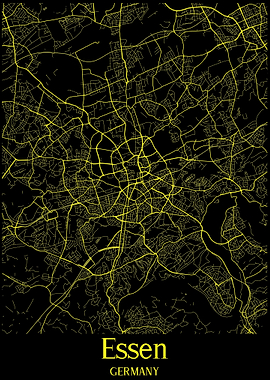 Essen City Map Germany