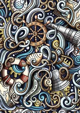 Nautical Doodle Pattern 06