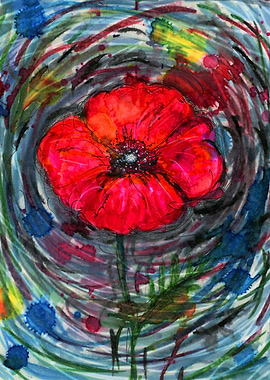 Poppy wild watercolor