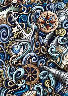 Nautical Doodle Pattern 07