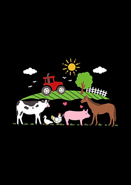 Farm Tractor Animals