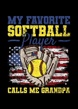 Softball Grandpa USA Flag