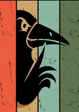 Funny Crow Raven Retro