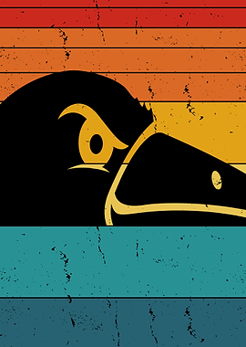 Funny Crow Raven Retro