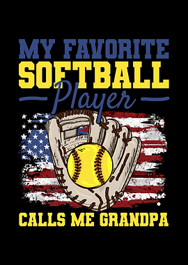 Softball Grandpa USA Flag