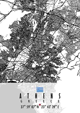 Athens Map Greece