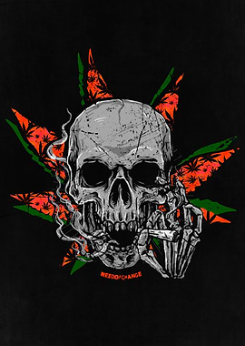 Skull Smoking Weed