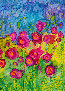 Pink Flowers at Night