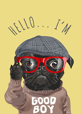 Cartoon dog in glasses