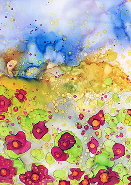 Red Poppies Floral Field