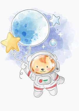 cartoon lion astronaut