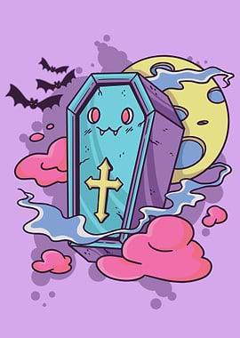 Pastel Goth Creepy Coffin
