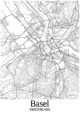 Basel City Map Switzerland