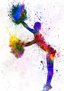 cheerleader in watercolor