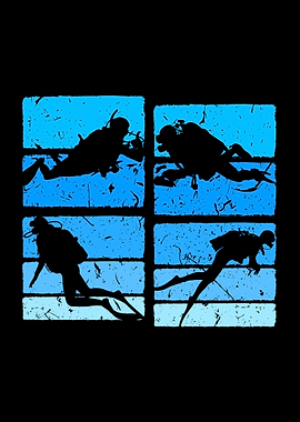 Retro Diving Scuba Diver