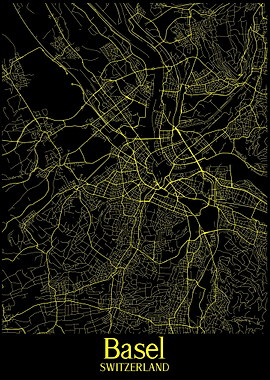 Basel City Map Switzerland