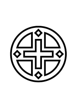 White Geometric Glyph Sign