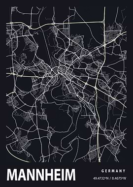 Mannheim City Map Germany