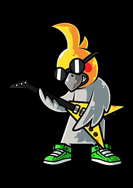 Cockatiel with EGuitar