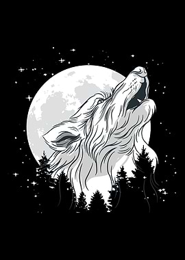 Wolf Moon Howling Forest