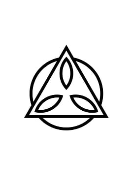 White Geometric Glyph Sign