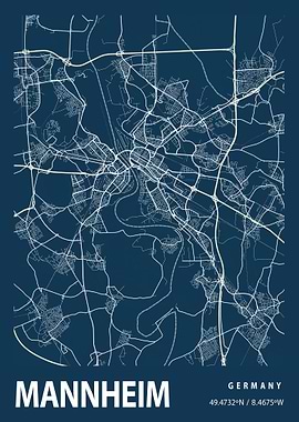 Mannheim City Map Germany