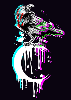 Tarot Card Moon And Crow