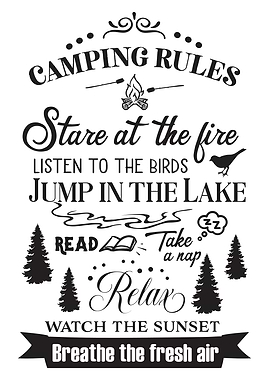Camping Rules Black Back