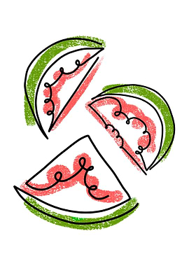 Watermelon One Line Art