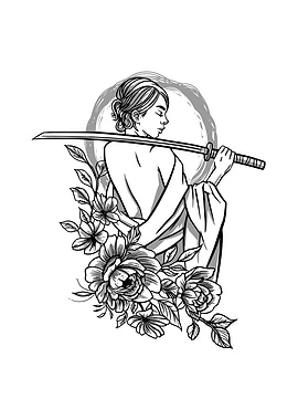 Samurai Woman Flowers