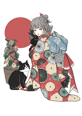 Girl Kimono Poster